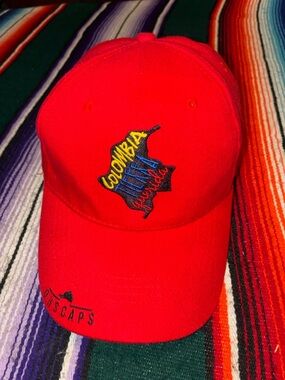 Colombia Red Embroidered Hat Strapback Dad Cap Y2K Travel